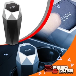 Basura universal portátil para automóvil con soporte de basura caja de almacenamiento de basura plateada - Imagen 1 de 6
