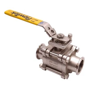 Flow-Tek 316L-CF3M-1-1/2-S7007 3-Piece Ball Valve, 1.5in Sanitary Fitting - Picture 1 of 8