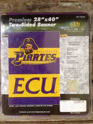ECU East Carolina University 2 sided 28" x 40" banner Pirates NEW Cover