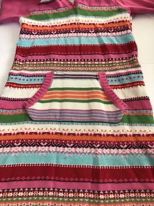 Gap Kids Girls Crazy Bright Stripe Sweater Dress Hood Fair Isle Nordic Pink 10 - Picture 1 of 4
