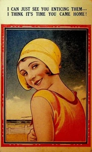 Bamforth Comic Postkarte Urlaub Don'ts #1862 Verlockende Frau nach Hause kommen - Bild 1 von 2