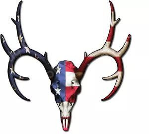 American USA Flag Deer Skull Decal 3M Sticker for Car Truck Laptop Window Hunter - Picture 1 of 5