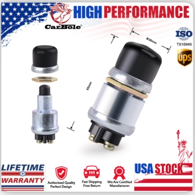 Interruptor de arranque de botón momentáneo de arranque de motor universal 12V 20A para coche Foto 1 de 4