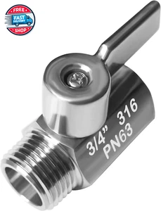 Mini Ball Valve Stainless Steel(316) 3/4" NPT Male X NPT Female Mini Bal - Picture 1 of 12