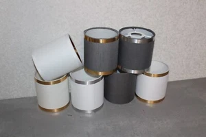 Tischlampe mini Lampenschirm E 14 E14 Stoff Textil Lampen Grau Weiß Gold Silber - Bild 1 von 4