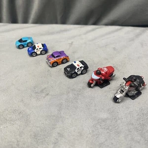 Lot of 7 Nano Speed Pull Back Friction Cars Motorcycle Police Car Hot Rod - Picture 1 of 24