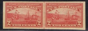 US 373 MNH GEM PR HUDSON FULTON 2c, 1909 NO PERFS AS ISSUED - Picture 1 of 1
