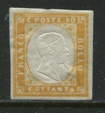 Italy Sardinia 1863 80 centesimi orange yellow mint o.g. hinged