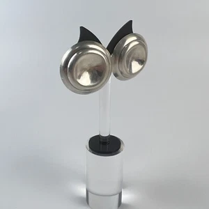 Vintage CCV Modernist Sterling Silver Large Round Button Headlight Stud Earrings - Picture 1 of 7
