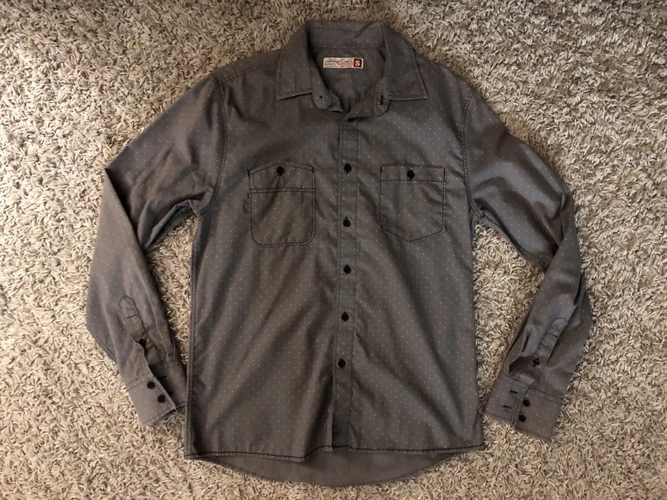 Sovereign Code, Mens Polkadot Long Sleeve Casual Button Down Shirt in Gray - Image 1 of 4