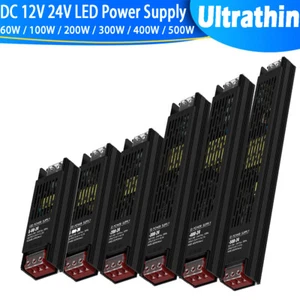 60-500W LED Slot Power Supply DC 12V 24V Ultra Thin LED Strip Driver Transformer - Picture 1 of 18