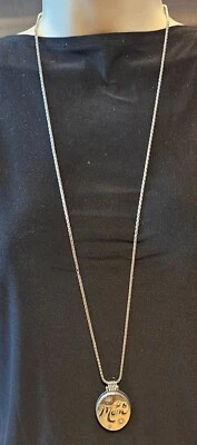 BRIGHTON SILVER FOXTAIL CHAIN "Mom" LOCKET PENDANT NECKLACE 35" - Image 1 of 4