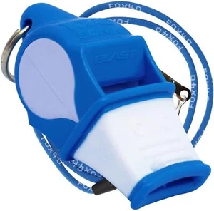 Fox 40 Sonik Blast CMG 3-Chamber Pealess Whistle + Lanyard, Blue/White - Picture 1 of 1