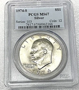 1974 S Eisenhower Ike Dollar PCGS MS67 Silver 166 - Picture 1 of 2