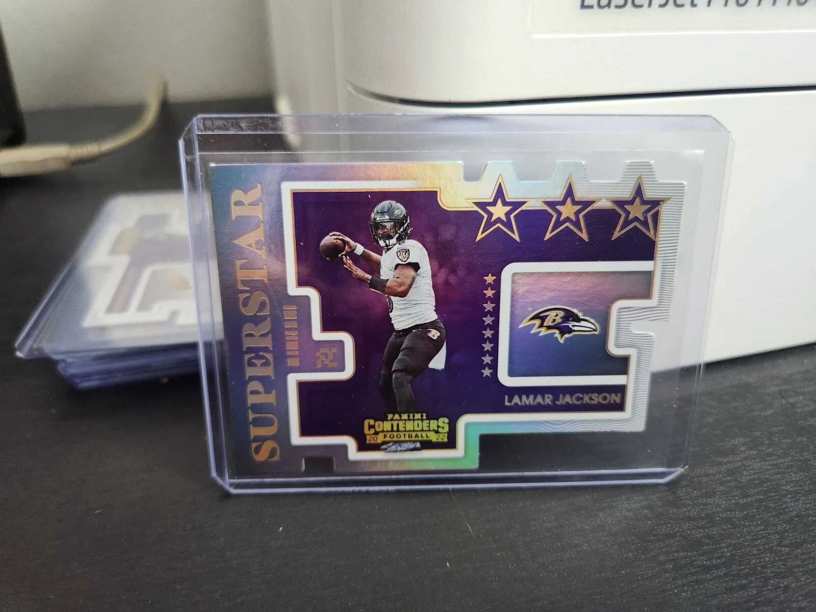 2022 CONTENDERS LAMAR JACKSON SUPERSTAR DIE-CUT RAVENS SD-LJA CASE HIT