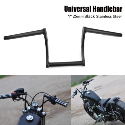 Manillar de motocicleta de 1"" barra Z barras de arrastre negro para Harley Yamaha Suzuki Honda Foto 1 de 4