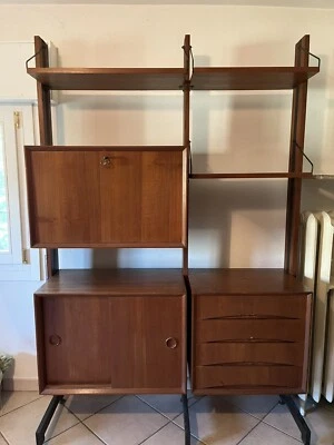 Scaffale In legno Teak E Ferro Anni ‘60, Stile Mid Century - Immagine 1 di 4