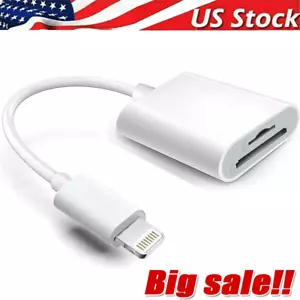 TF SD Card Adapter Camera Reader 2 In 1 For iPhone 14 13 12 11 X XS XR 8 7 iPad - Picture 1 of 9