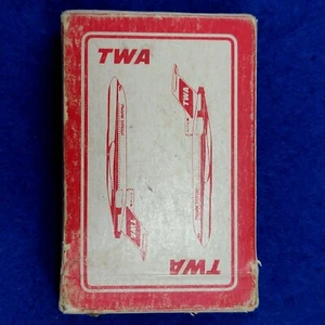 Tarjetas de juego de publicidad de aerolínea TWA de colección caja abierta avión jet - Imagen 1 de 8