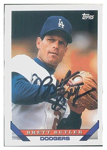 Brett Butler ~ 93 Topps #65 ~ carta autografata firmata ~ MLB LA Dodgers - Foto 1 di 1