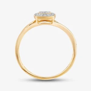 9ct Yellow Gold 0.05ct Diamond Pavé Square Cluster Promise Ring TH0146583 M - Picture 1 of 2