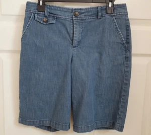 Dockers Collection Shorts Womens Mid Rise Curvy Blue Denim Bermuda Size 8 - Picture 1 of 10