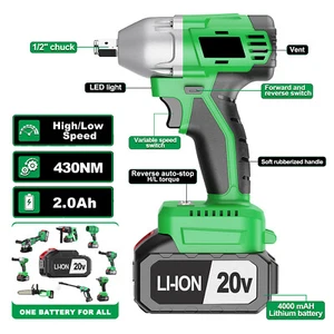 20V Cordless Drill Tool Set with 2 Batteries and Impact Charger klHV - Picture 1 of 8