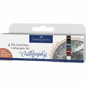 Faber Castell 4 Pitt Artist Pens Calligraphy Classic Set #167504 - Picture 1 of 2