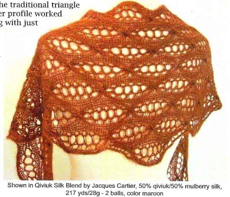 LACE SIDEWAYS SHAWL to KNIT in LACEWEIGHT YARN by HEARTSTRINGS - Image 1 of 1