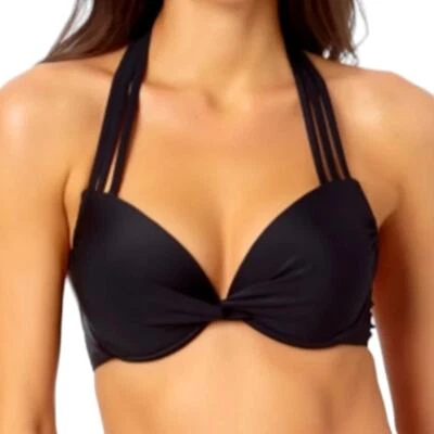 California Waves Junior’s Underwire Push Up Bikini Swimsuit Top Black Size M - Image 1 of 2