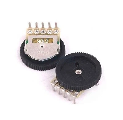 Potentiometer mit Rändelscheibe Stereo flach 1k, 5k, 10k, 20k, 50k, 100k - Bild 1 von 2