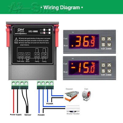 AC110-220V STC-1000 Digital Temperature Controller Thermostat + NTC Probe Sensor • 8.70£