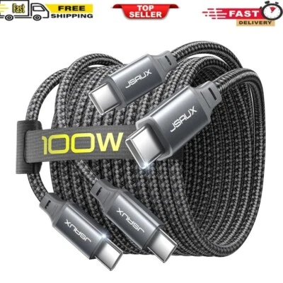 JSAUX 100W USB C to USB C Cable 2-Pack 10FT Type C Fast Charging Cable Compat... - Image 1 of 4