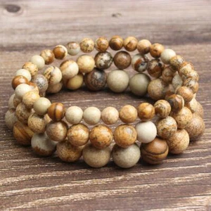 6/8/10 Mm Natural Round Stone Bracelet Reiki Healing for Men Women Bracelets - Picture 1 of 6