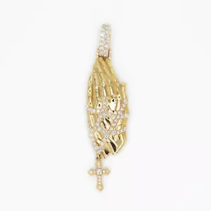 Manos de oración de diamantes de oro macizo de 14k - Imagen 1 de 3