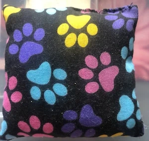 New Strong Catnip Cushion Toy Handcrafted Charity Black Rainbow Paw Print - Picture 1 of 1