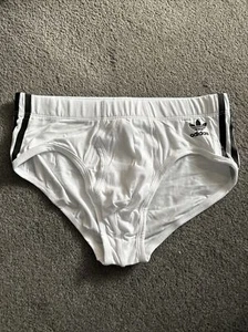Mens Adidas Originals Comfort Flex Cotton 3-stripes White Briefs Size Medium - Picture 1 of 4