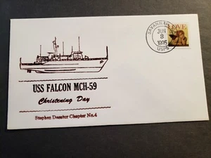 USS FALCON MCH-59 Naval Cover 1995 CHRISTENING Cachet Savannah, GA - Picture 1 of 2