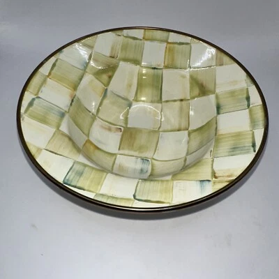 MacKenzie Childs Parchment Check 7 3/4" Enamel Breakfast Bowl Retired - Image 1 of 4