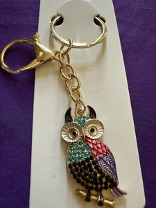 Llavero/dije monedero búho multicolor como nuevo con orejas negras - Imagen 1 de 4