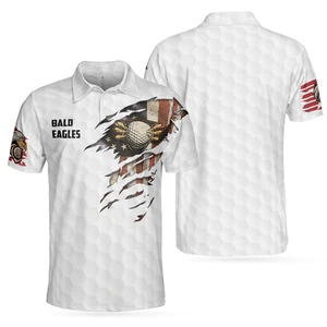 American Flag Golf Ball Texture Men Polo Shirt Bald Eagles Patriot Shirt For Me - Picture 1 of 7
