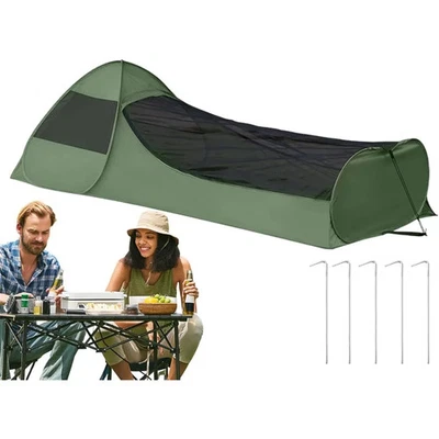Tenda Pop-Up Pieghevole Singola Portatile Campeggio Baldacchino Rete Doppia Cerniera - Immagine 1 di 4