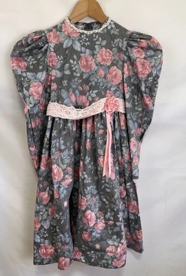 vtg Ruth Of Carolina Dress 6x USA flowers pink Long Sleeve  cottage core modest - Image 1 of 4