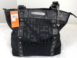Harley Davidson Damen Jacquard Carry All Stud Verzierung Beuteltasche Handtasche LESEN - Bild 1 von 12
