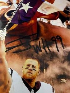 JJ WATT handsigniertes 8x10 Foto TEXANS J.J Autogramm mit SPIELER HOLO - Bild 1 von 3
