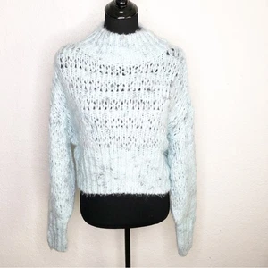 Urban Outfitters hellblauer halboffener Strick Mock Rollkragen Pullover Gr. Medium - Bild 1 von 15