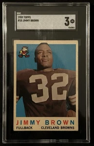 Fútbol americano 1959 Topps #10 Jimmy Jim Brown graduado SGC 3 en muy buena condición Cleveland Browns Hof - Imagen 1 de 3