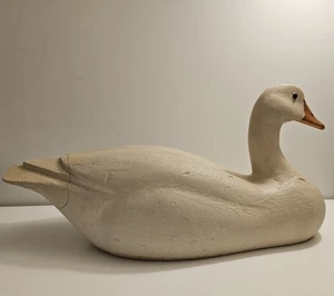  Xlarge Beautiful Carved Swan Goose Signed And Dated - Picture 1 of 13
