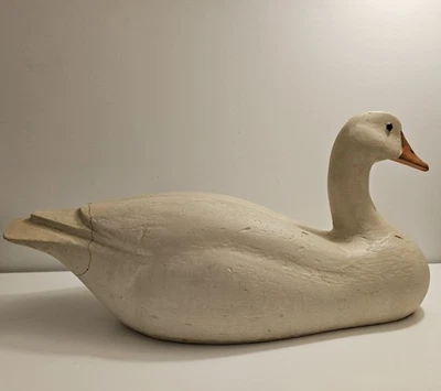  Xlarge Beautiful Carved Swan Goose Signed And Dated - Image 1 of 4