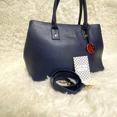 FURLA Linda Leather 2-Way Handbag Blue US TAX Includ - Image 1 of 4